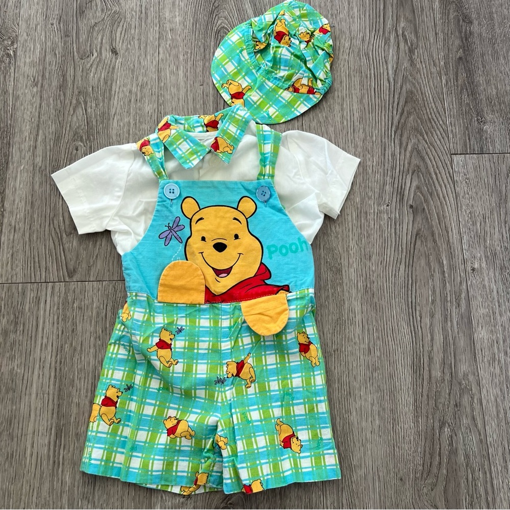 Vintage Disney Daisy Kingdom Winnie The Pooh Baby Boy 3 Pcs Romper Outfit Sz 6M